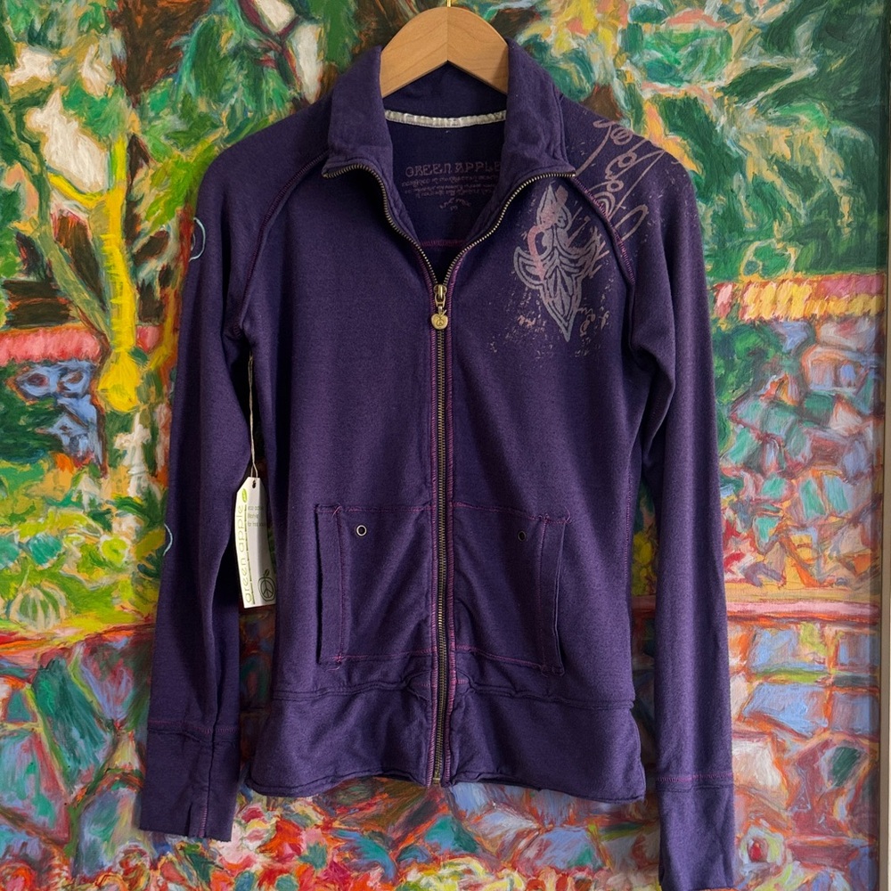 Green Apple Eco Bamboo Yoga Zip-Up Jacket Top - Women’s Small - NWT